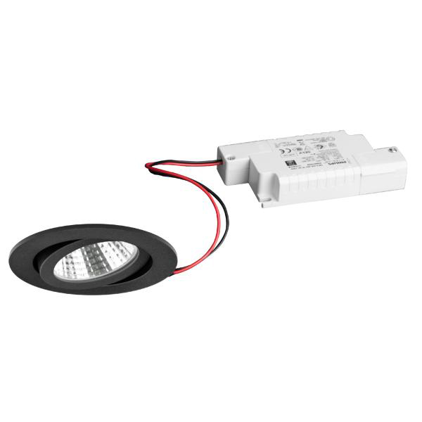 LED-Einbaustrahler 6W 3000K 630lm Konv sw mt 1LED Alu IP20 RF:hochglänzend