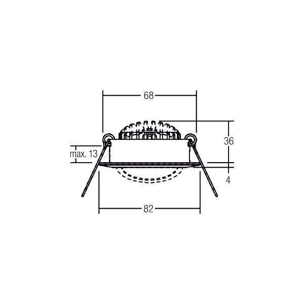 LED-Einbaustrahler 6W 3000K 630lm Konv sw mt 1LED Alu IP20 RF:hochglänzend