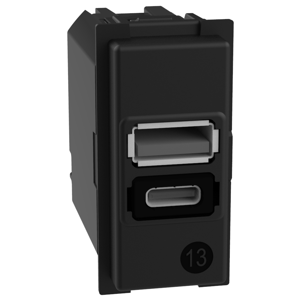 USB-Spannungsversorgung 1USB-A 1USB-C UP 3mA sw 5V 50-60Hz