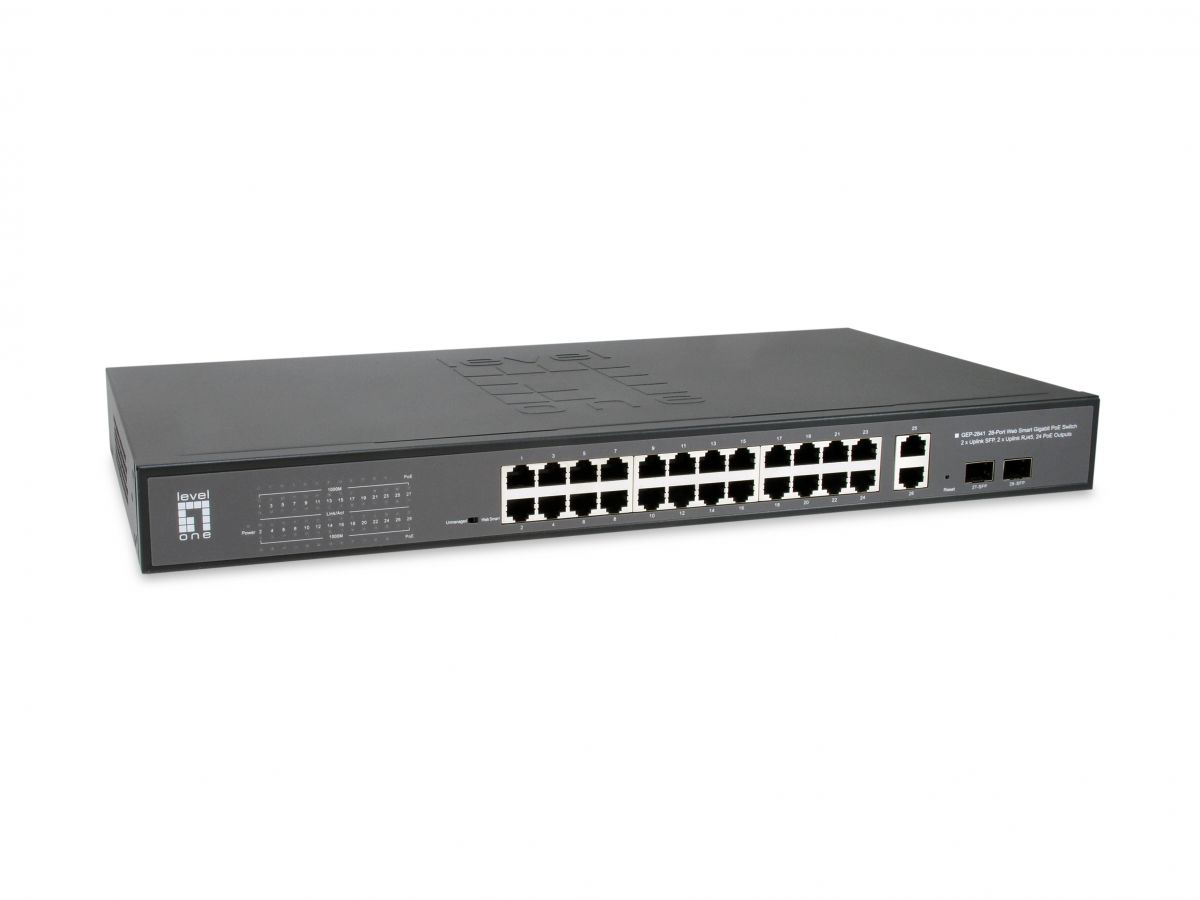 Switch 482,6mm(19) 802.3 at (PoE+) 19Zoll-Einbau 26x10/100/1000Mbps Layer 2