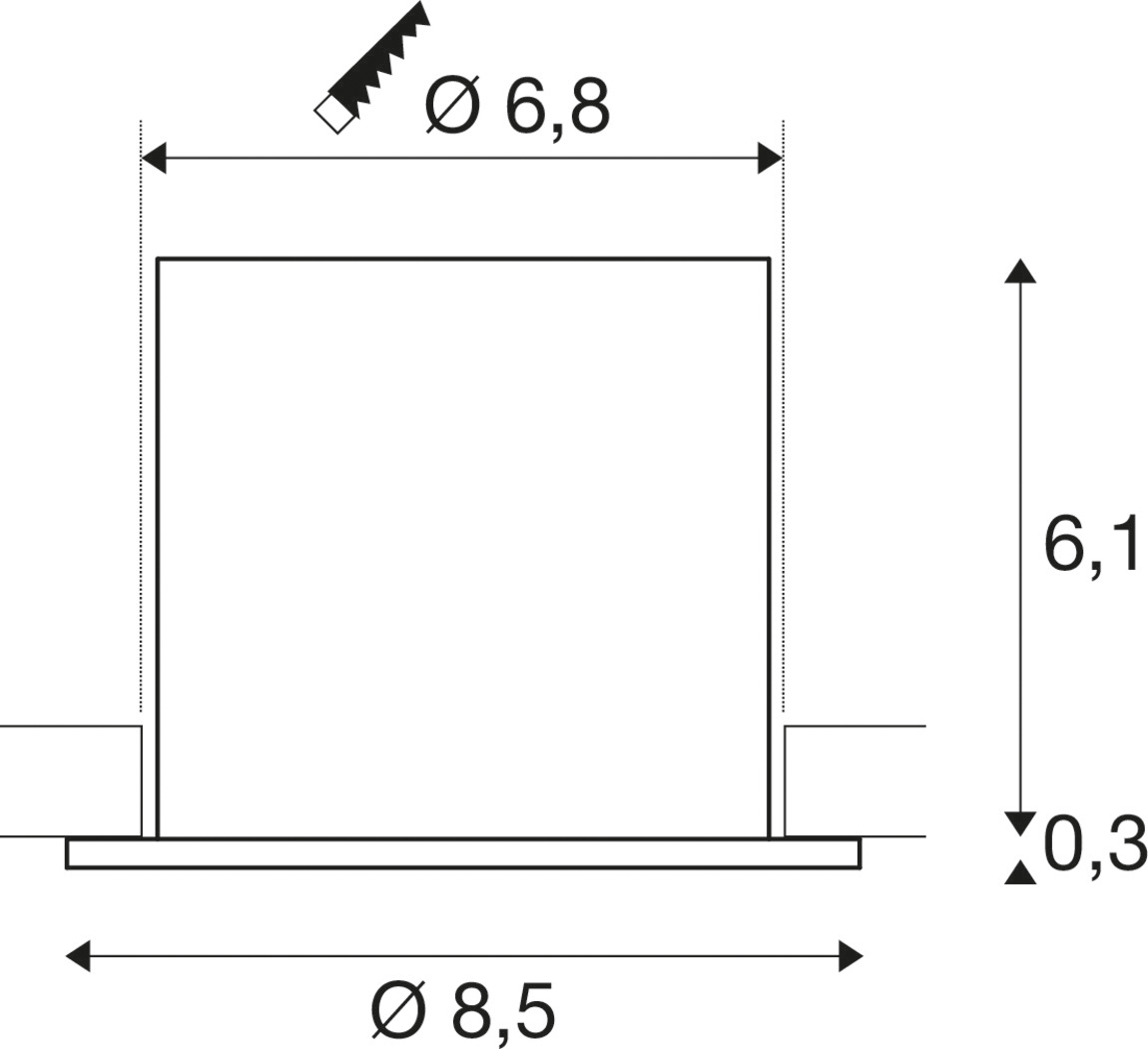 LED- Einbaustrahler 8W 2700-6500K 680lm sw mt 1LED ST IP20 RF:hochglänzend