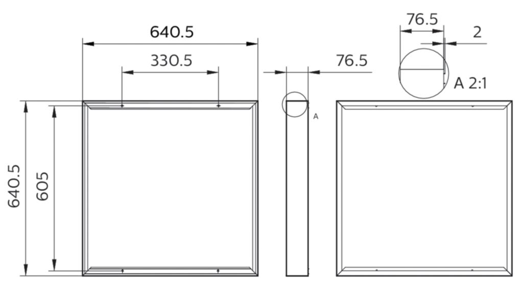 Aufbaurahmen ws CoreLine Alu L620mm H76,5mm