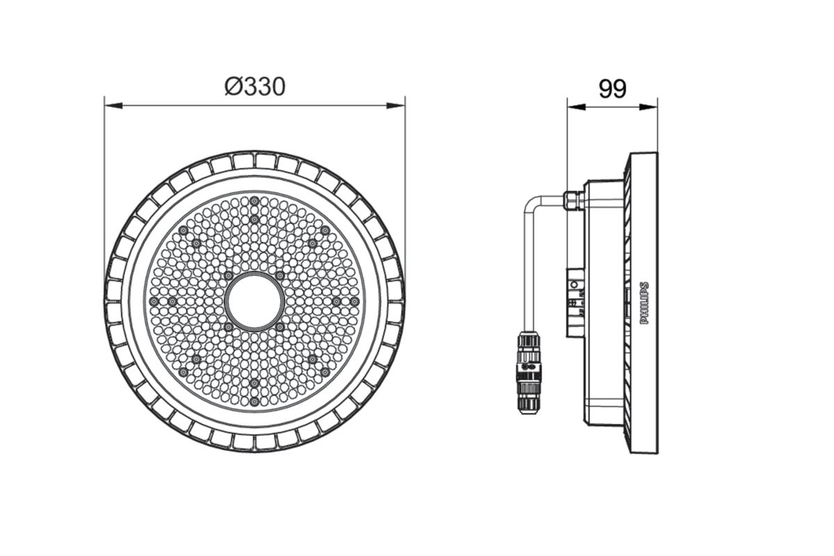 LED-Hallenleuchte 4000K CoreLine Highbay 126W 1LED 20000lm asym Konv IP65