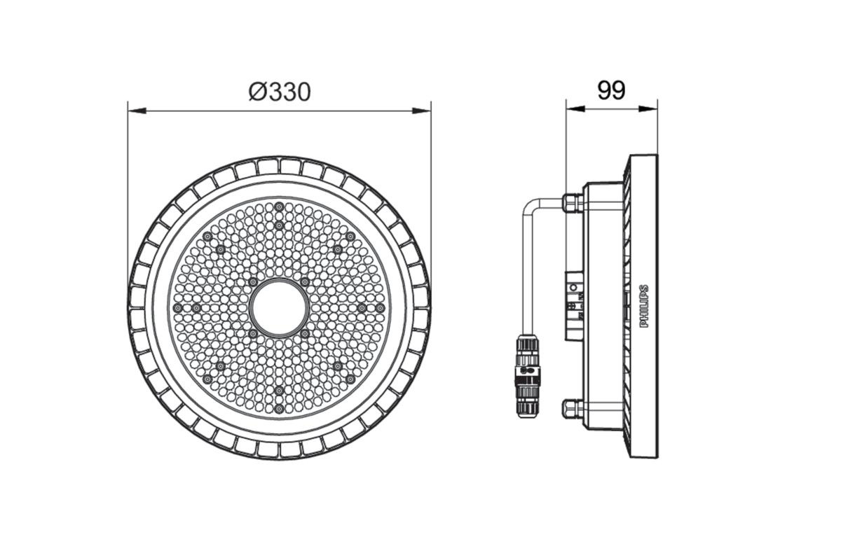 LED-Hallenleuchte 4000K CoreLine Highbay 72W 1LED 10500lm asym Konv Dimmung DALI