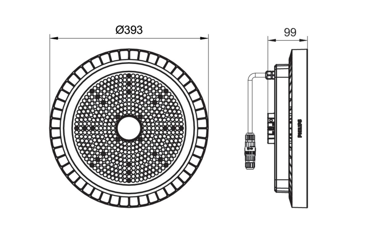 LED-Hallenleuchte 4000K CoreLine Highbay 157W 1LED 25000lm asym Konv IP65