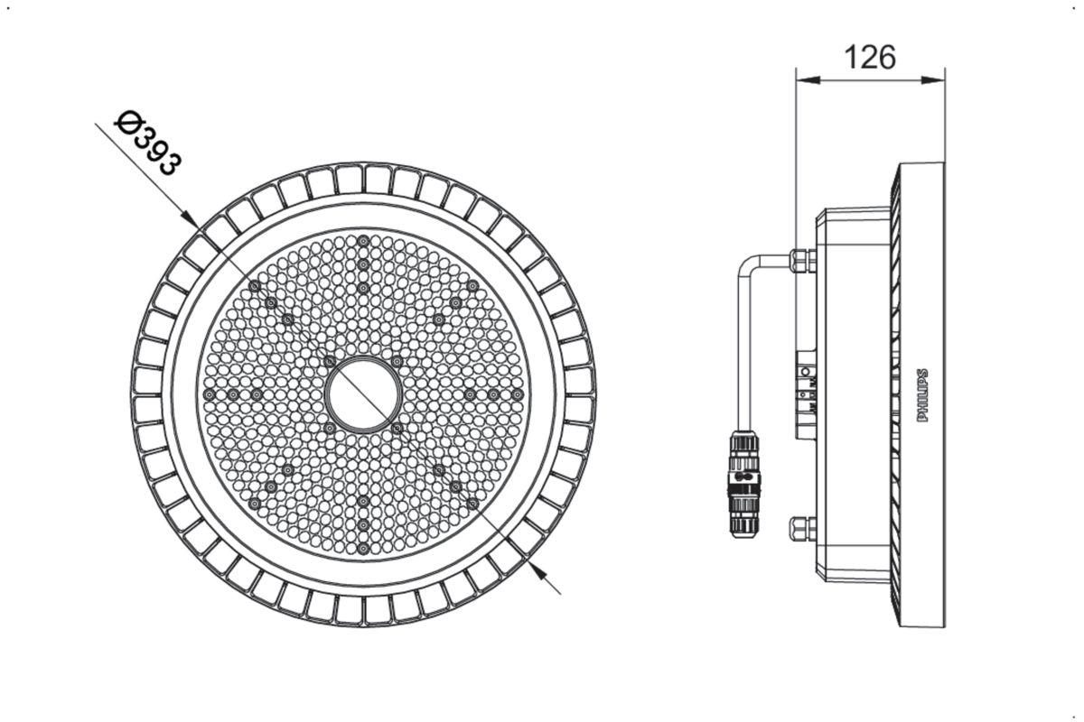 LED-Hallenleuchte 4000K CoreLine Highbay 168W 1LED 25000lm asym Konv Dimmung DALI