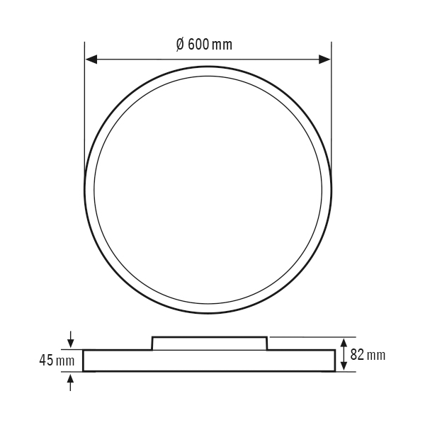 LED-Anbauleuchte 47W 3000K 5600lm ws Konv Dimmung DALI IP20 Ø600x82mm