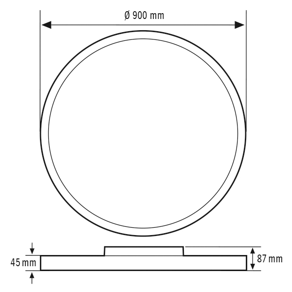 LED-Anbauleuchte 80W 4000K 9600lm ws Konv Dimmung DALI IP20 Ø900x87mm