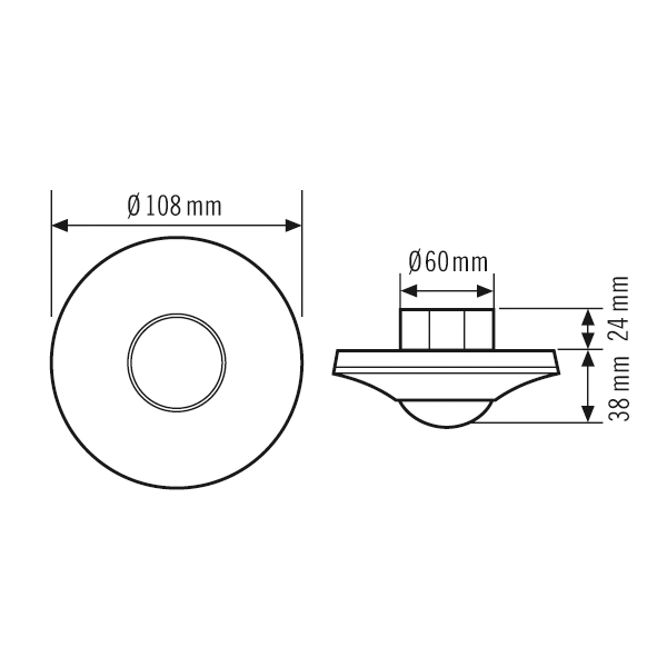 Präsenzmelder UP 180-360° 230V sw mt IP20 fernb 2300W