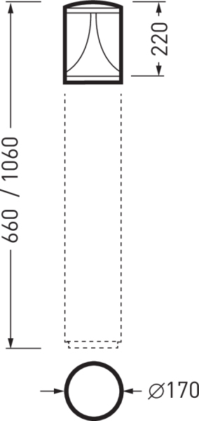 LED-Pollerleuchte 9,5W IP65 3000K 800lm anth 1LED Alu Kst_tr