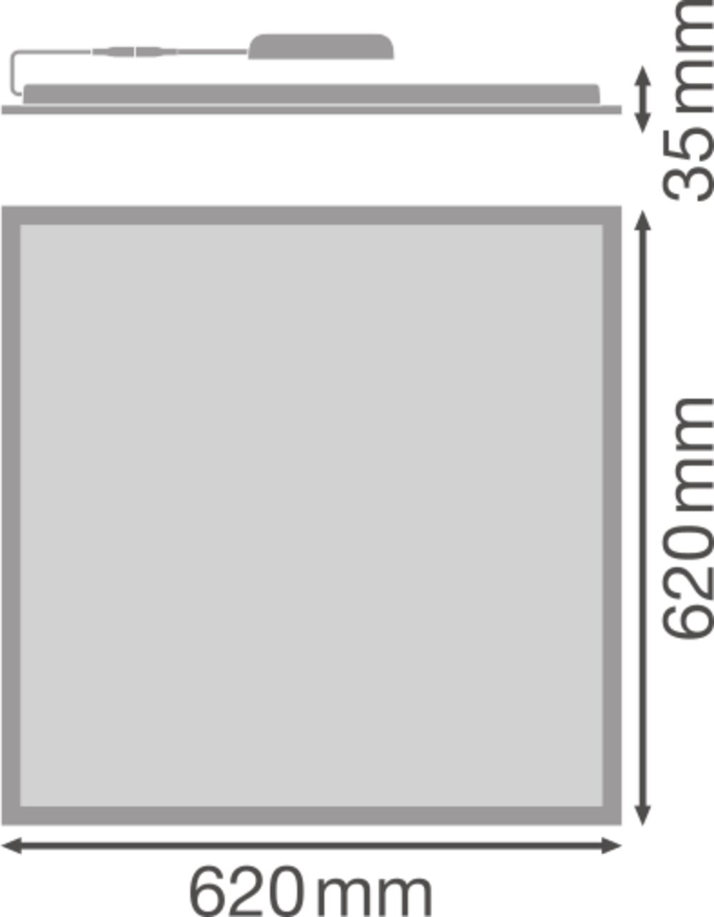 LED-Panel 33W 4000K 3630lm ws Konv IP20 620x620x32mm