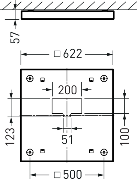 Aufbaurahmen ws ST L622mm H57mm