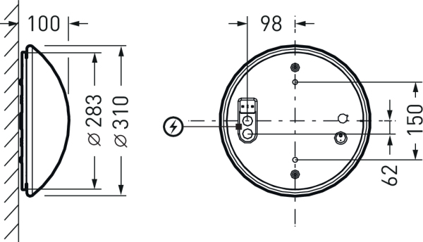 LED-Anbauleuchte 12W 3000K 1400lm ws Konv IP40 Ø310x100mm