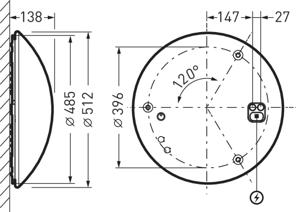 LED-Anbauleuchte 24W 3000K 3000lm ws Konv IP20 Ø512x138mm