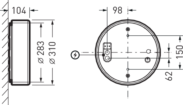 LED-Anbauleuchte 10,5W 3000K 1300lm ws Konv IP40 Ø310x103mm