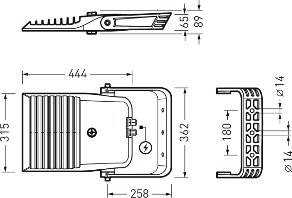 LED-Anbaustrahler 24W 3000K 3200lm Konv DALI Dimmung DALI 1LED Alu IP66 anth mt