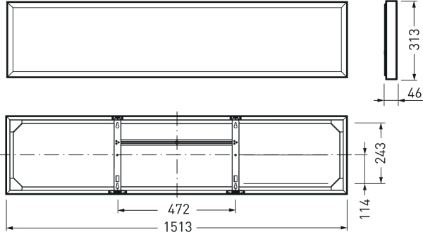 LED-Deckenanbauleuchte 50W 4000K 6000lm ws Konv Dimmung DALI IP20 1513x313x46mm