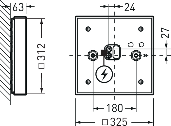 LED-Anbauleuchte 11W 4000K 1400lm ws Konv IP40 325x325x63mm