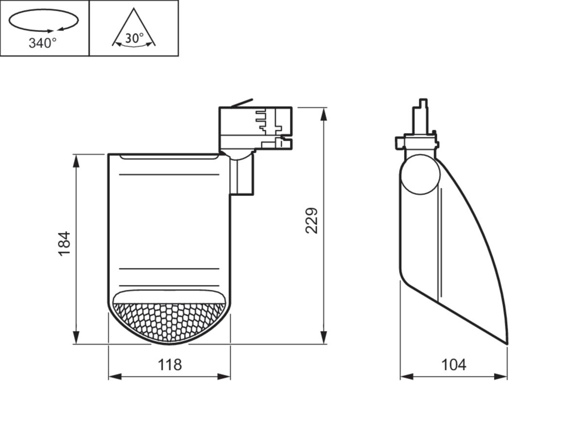 LED-Schienenstrahler 37,5 StoreFlow Konv 4000K 5000lm Dimmung DALI 1LED Alu IP20
