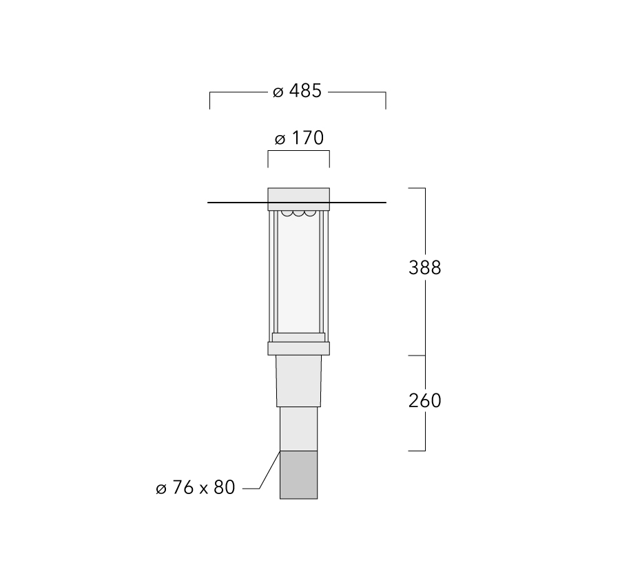 LED-Aufsatzleuchte 24W 76mm 4000K 2920lm sw elektr.Trafo Alu Kst_opal IP66