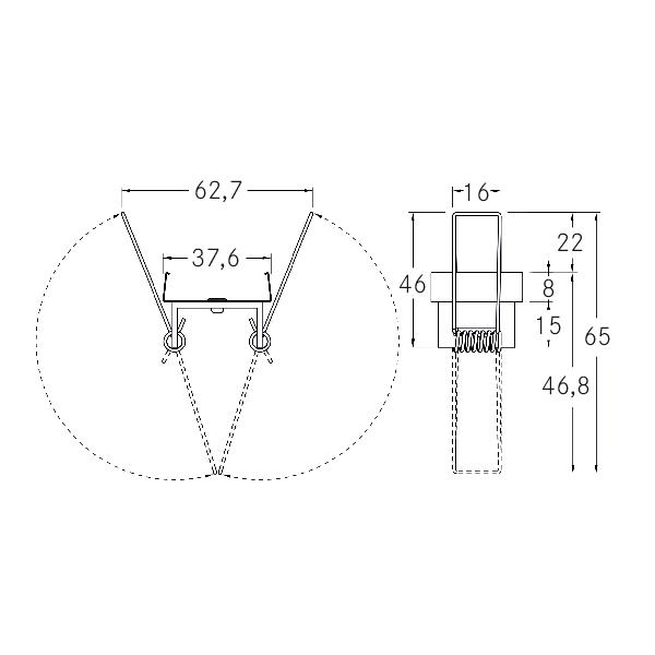 Befestigungsset si Alu L62,7mm H45mm