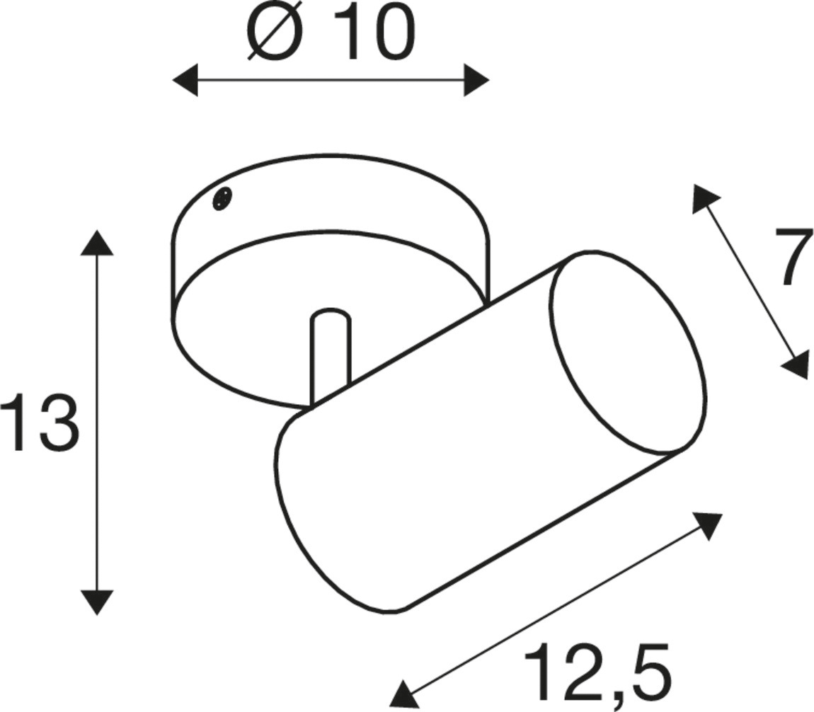 LED-Anbaustrahler 10W sw mt IP20 1LED 125x70x130mm Alu GU10