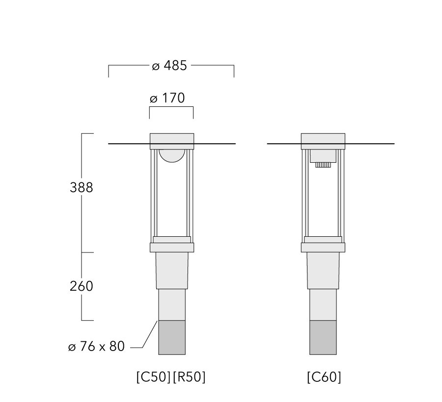 LED-Aufsatzleuchte 14W 76mm 4000K 1434lm gr elektr.Trafo Alu Kst_tr IP66