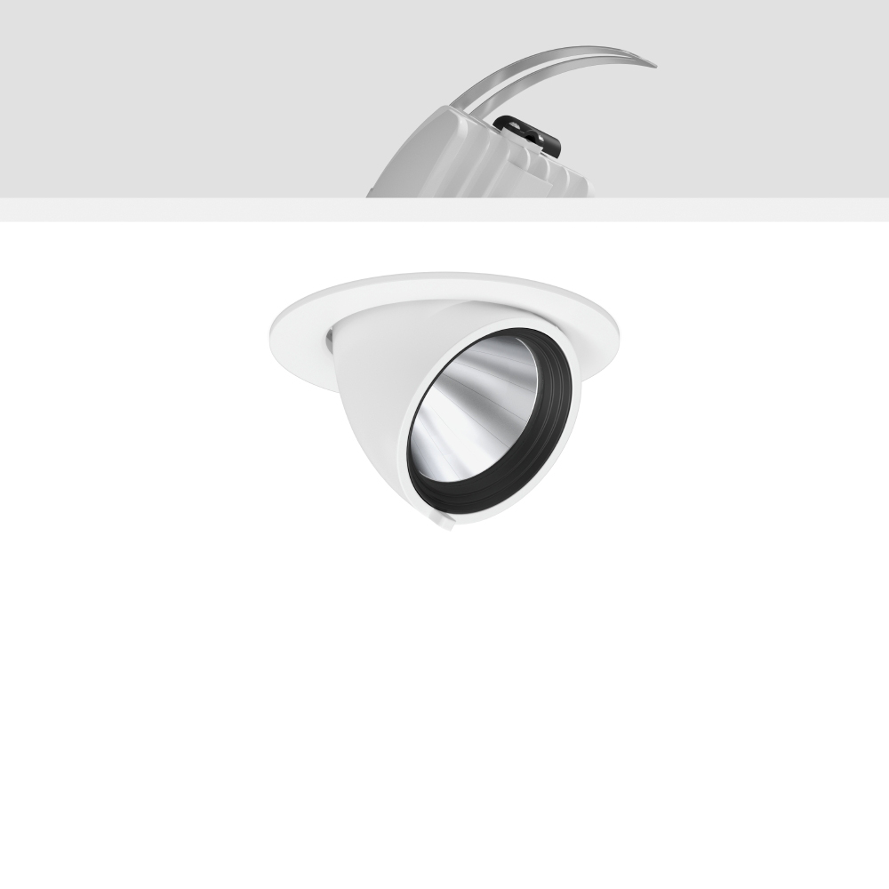 LED-Einbaustrahler 20W GOLAS 3000K 1LED 2450lm Konv Alu IP20 ws mt Ø/EB133mm