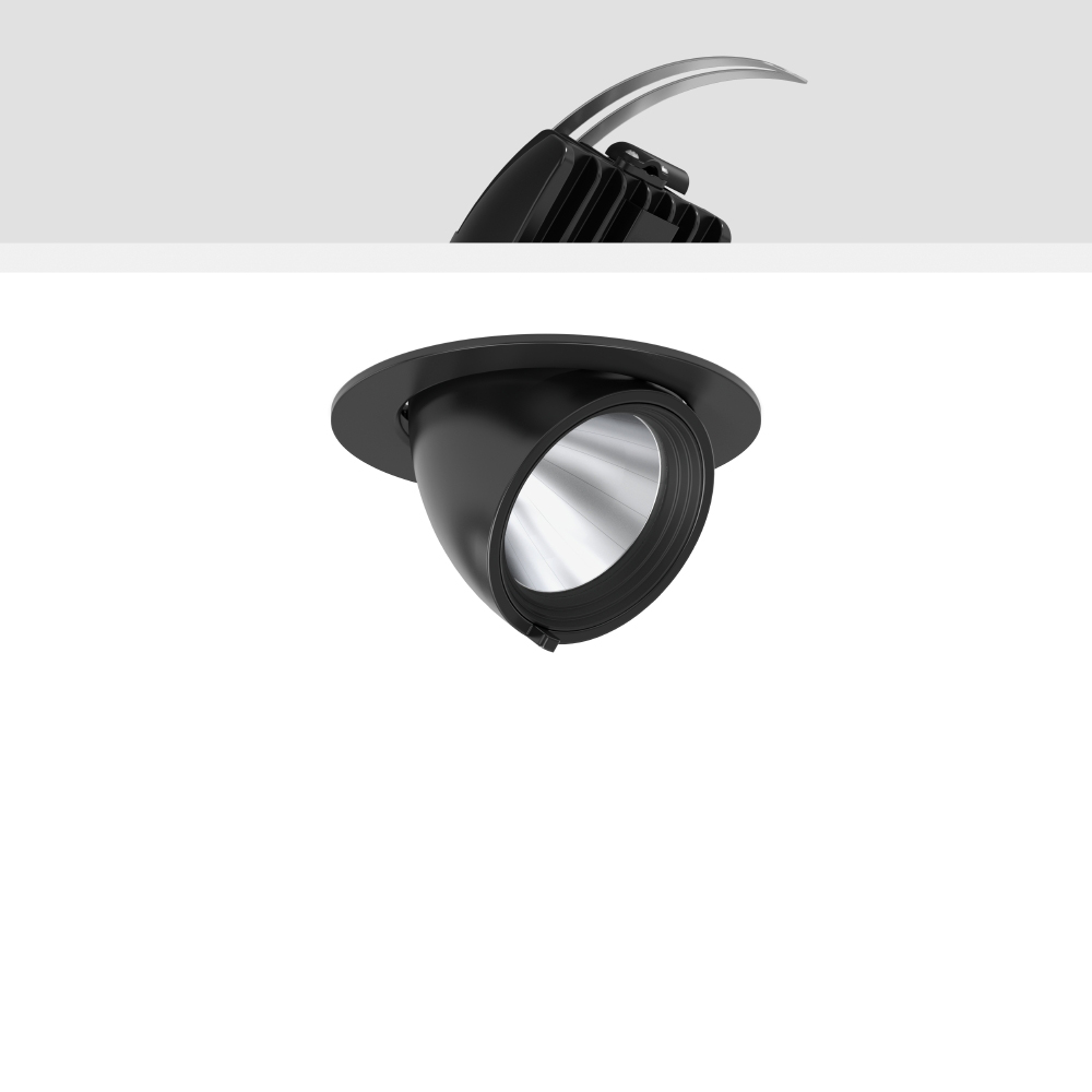 LED-Einbaustrahler 20W GOLAS 4000K 1LED 2550lm Konv Alu IP20 sw mt Ø/EB133mm