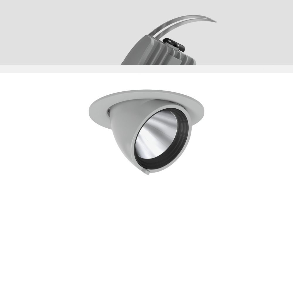 LED-Einbaustrahler 20W GOLAS 3500K 1LED 2550lm Konv Alu IP20 si mt Ø/EB133mm
