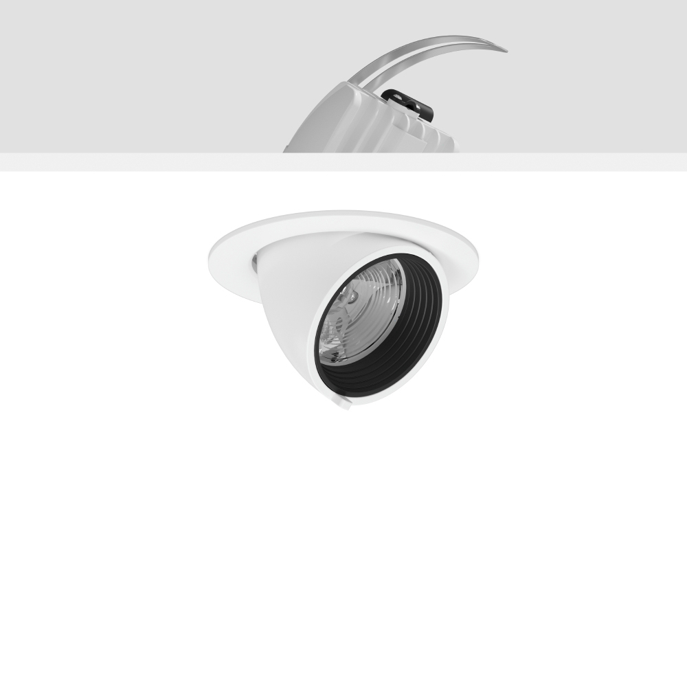LED-Einbaustrahler 20W GOLAS 4000K 1LED 2100lm Konv Alu IP20 ws mt Ø/EB133mm