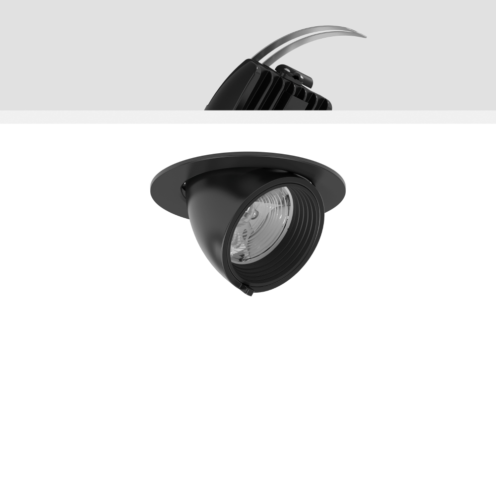 LED-Einbaustrahler 20W GOLAS 2700K 1LED 1900lm Konv Dimmung DALI Alu IP20 sw mt