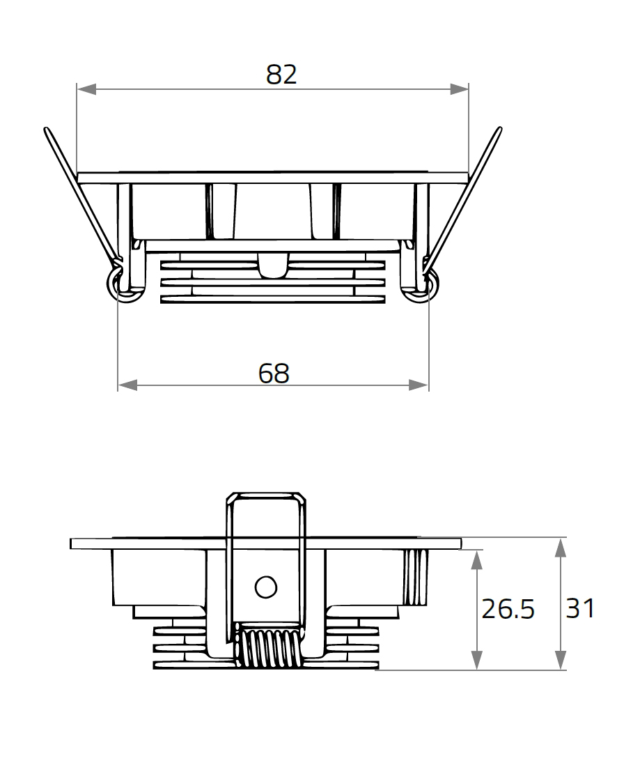 LED-Einbaustrahler 8W TALU 2700K 694lm Konv ws 1LED Alu IP20 mt RF:hochglänzend