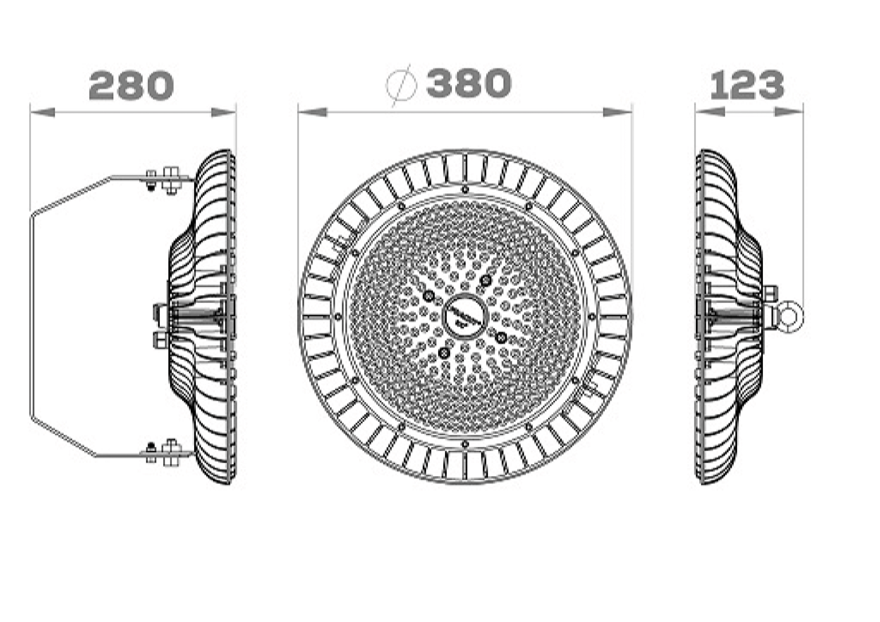 LED-Hallenleuchte 4000K COMO BL 117W sym 21000lm 1LED IP65 Mit Schutzabdeckung