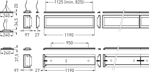 LED-Pendelleuchte 43W 4000K 6700lm Konv 1LED LED nicht austauschbar elektr.Trafo