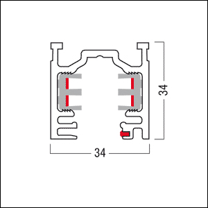 Stromschiene 3ph 1000mm ws 230V Alu 34x34mm rechteck