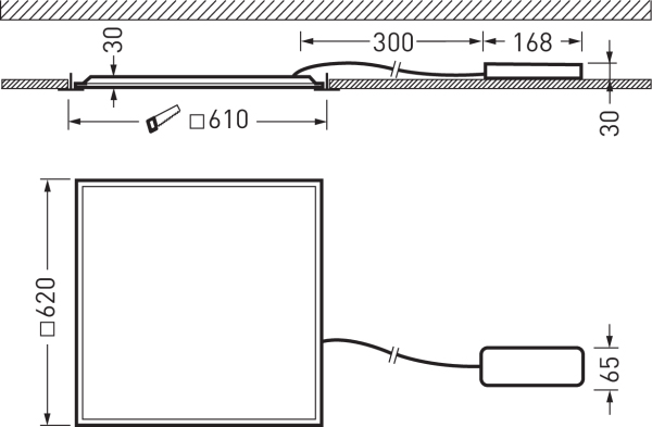 LED-Panel 33W 3000-4000K 4100lm ws Konv IP20 620x620x29mm