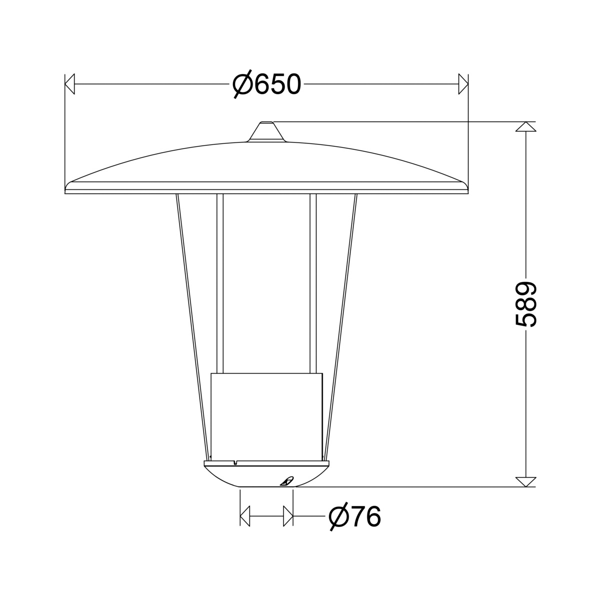 LED-Aufsatzleuchte 25W RETRO 76mm 4000K 3550lm gr Alu Kst_tr IP54 II