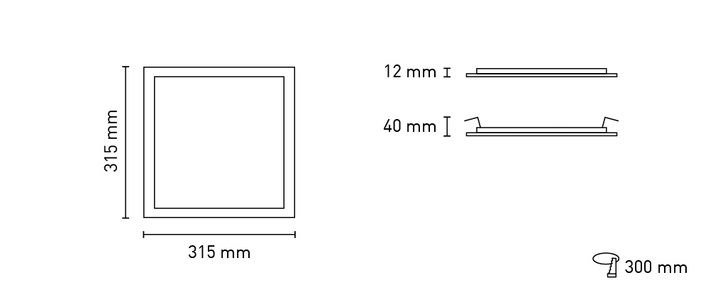 LED-Panel 30W 4000K 2700lm ws Konv IP40 315x315x10mm