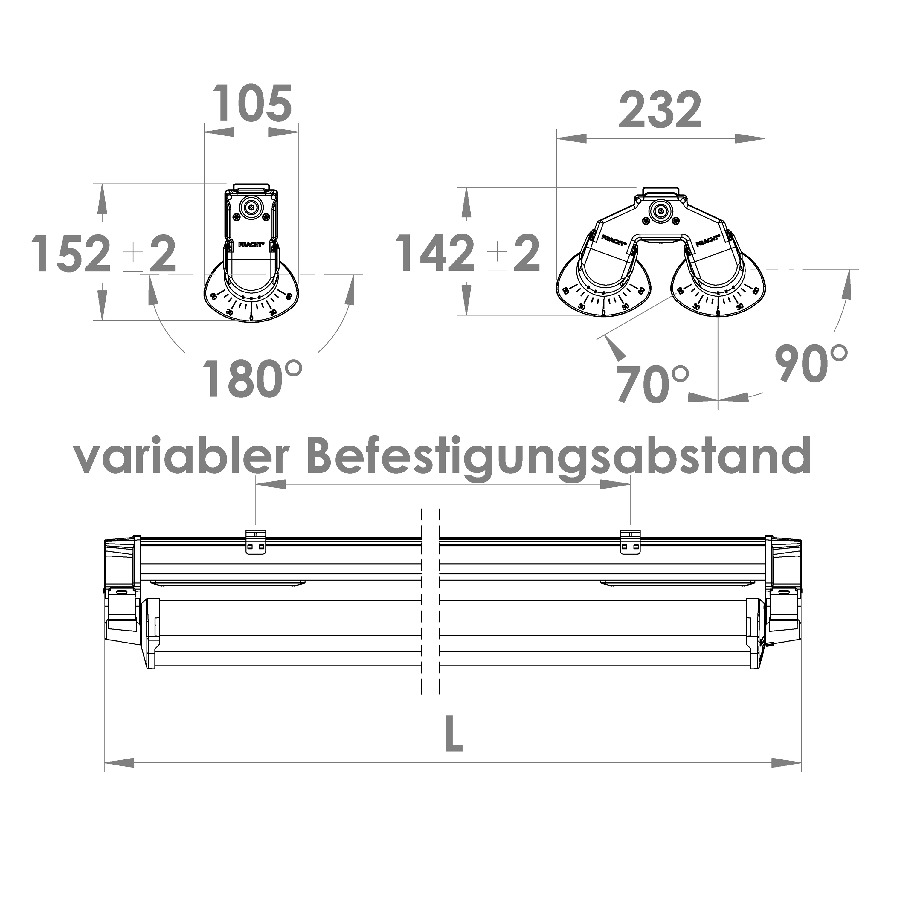 LED-Feuchtraumleuchte APOLLO G2 42W ws 4000K 8900lm IP65 1560x105x152mm