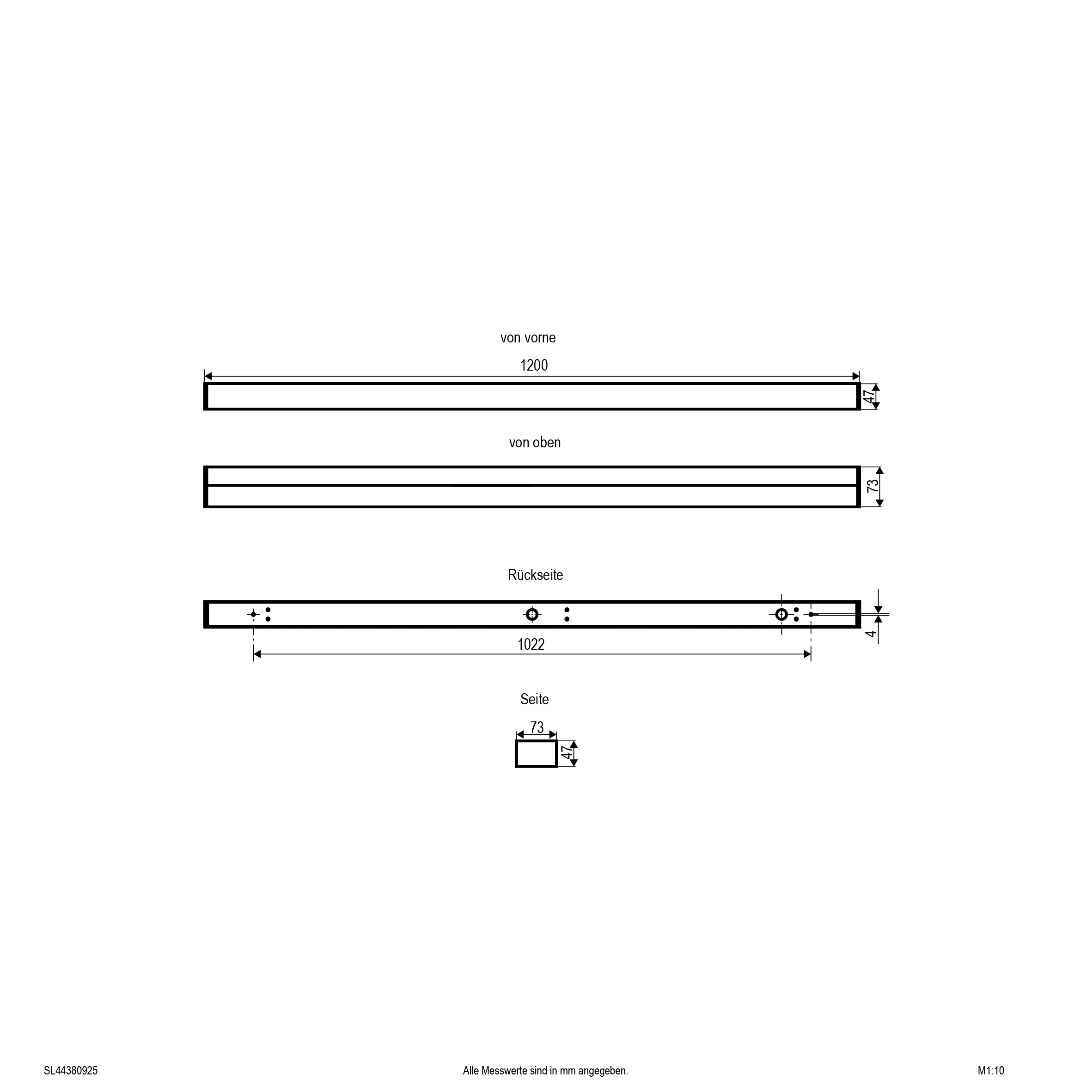 LED-Spiegelleuchte 32-38W 3000-5700K sw 4798lm IP44 1200x47x73mm