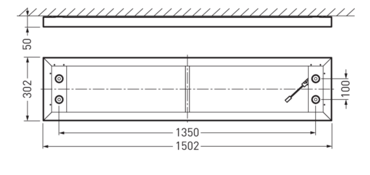 LED-Deckenanbauleuchte 38-54W 3000-4000K 6000lm ws Konv IP20 1502x302x50mm