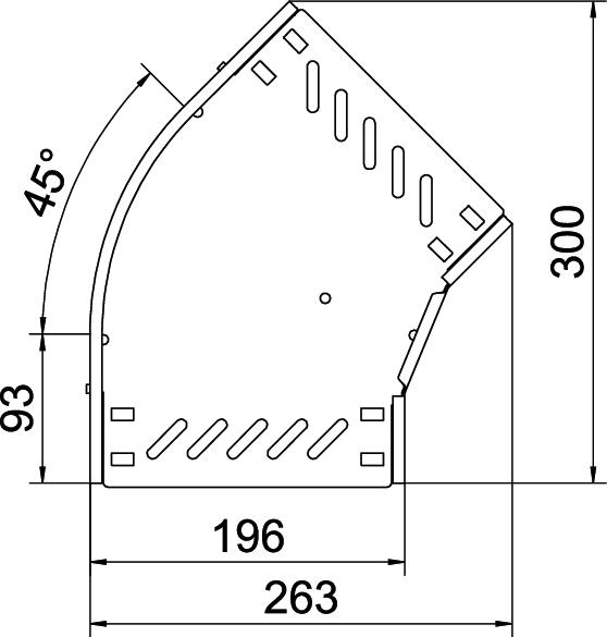 Bogen_starr 45° ST horiz 35x200mm int.Verb integrierter Verbinder35x200mm