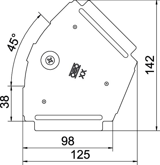 Deckel Bogen Edst vz Drehriegel 100x125mm f.Kabelrinne