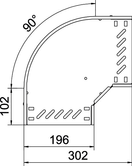 Bogen_starr 90° ST horiz 35x200mm int.Verb integrierter Verbinder35x200mm