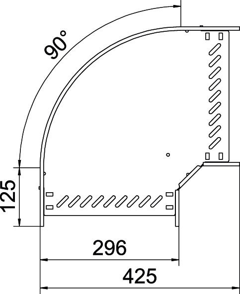 Bogen_starr 90° ST horiz 60x300mm int.Verb integrierter Verbinder60x300mm