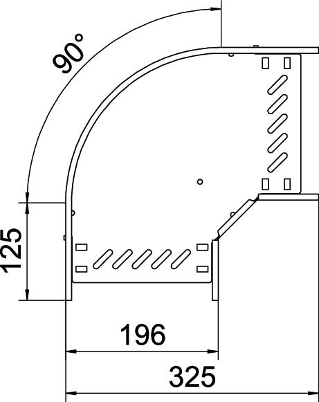 Bogen_starr 90° ST horiz 110x200mm int.Verb integrierter Verbinder110x200mm