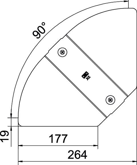 Deckel Bogen Edst vz Drehriegel 200xmm f.Kabelrinne