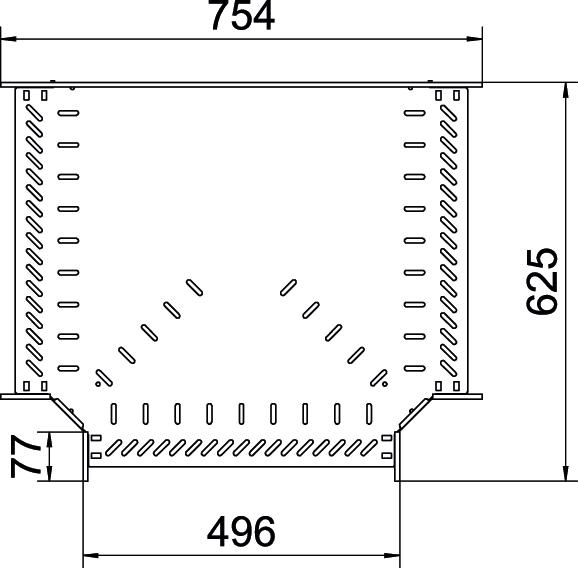 T-Stück Kabelrinne ST 60x500mm vz horiz int.Verb