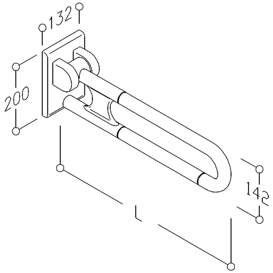 Normbau Stützklappgriff Nylon Care 850 mm, weiß